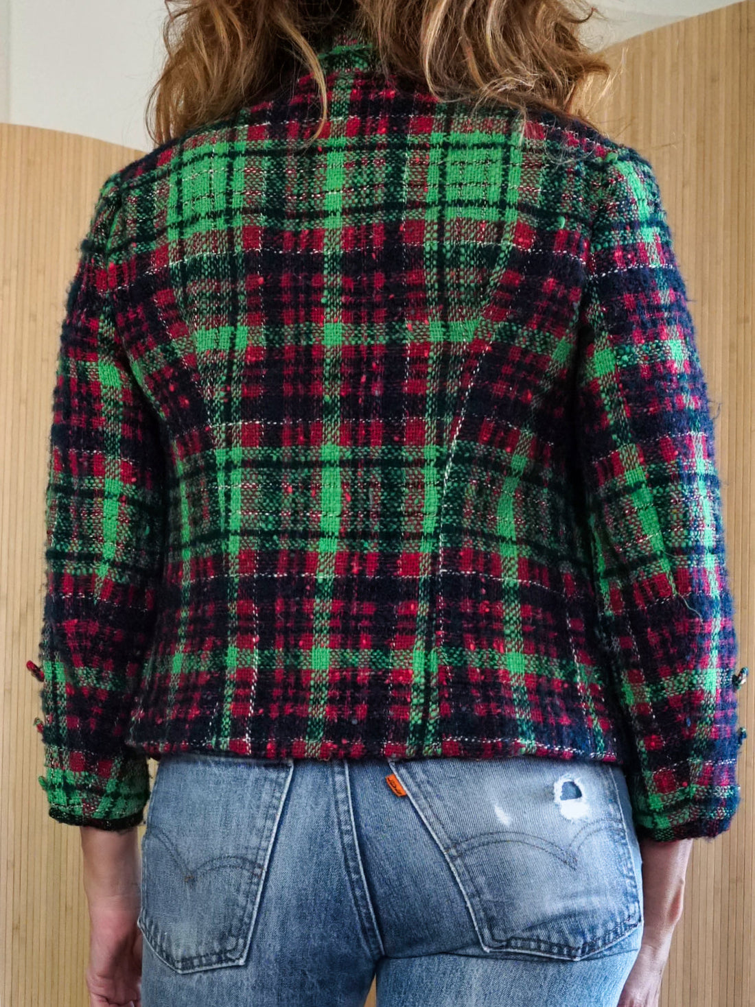 Vintage Green Plaid Boucle Blazer-closiTherapi | vinTage