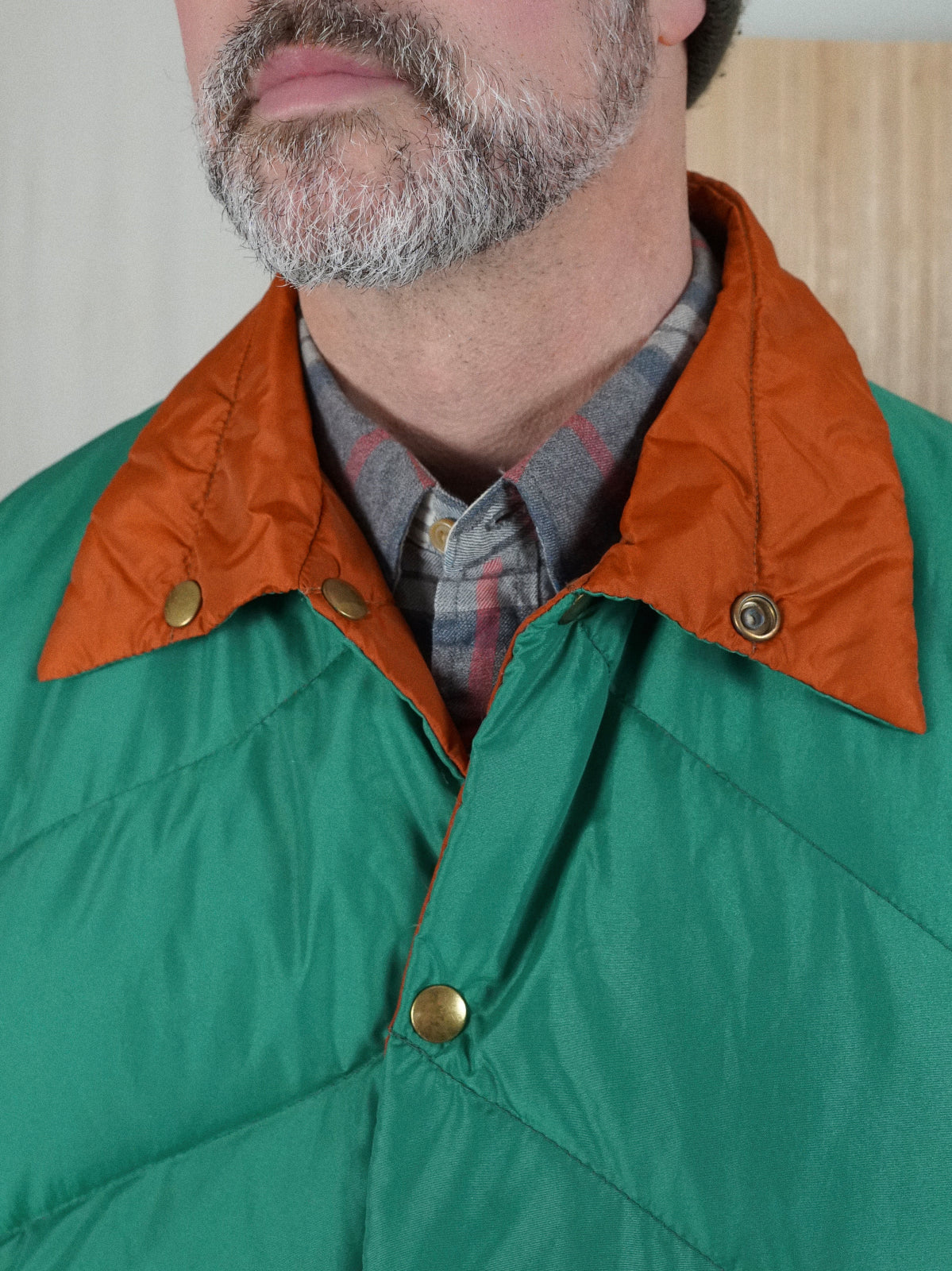 Vintage Green To Orange Reversible Down Vest – therapi