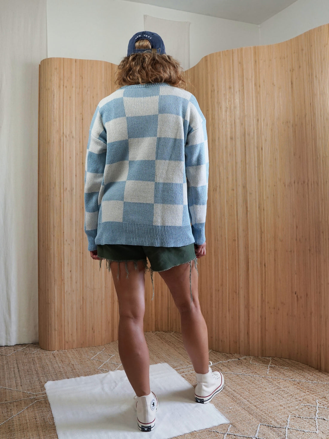 Vintage Sky Blue Check Sweater-closiTherapi | vinTage