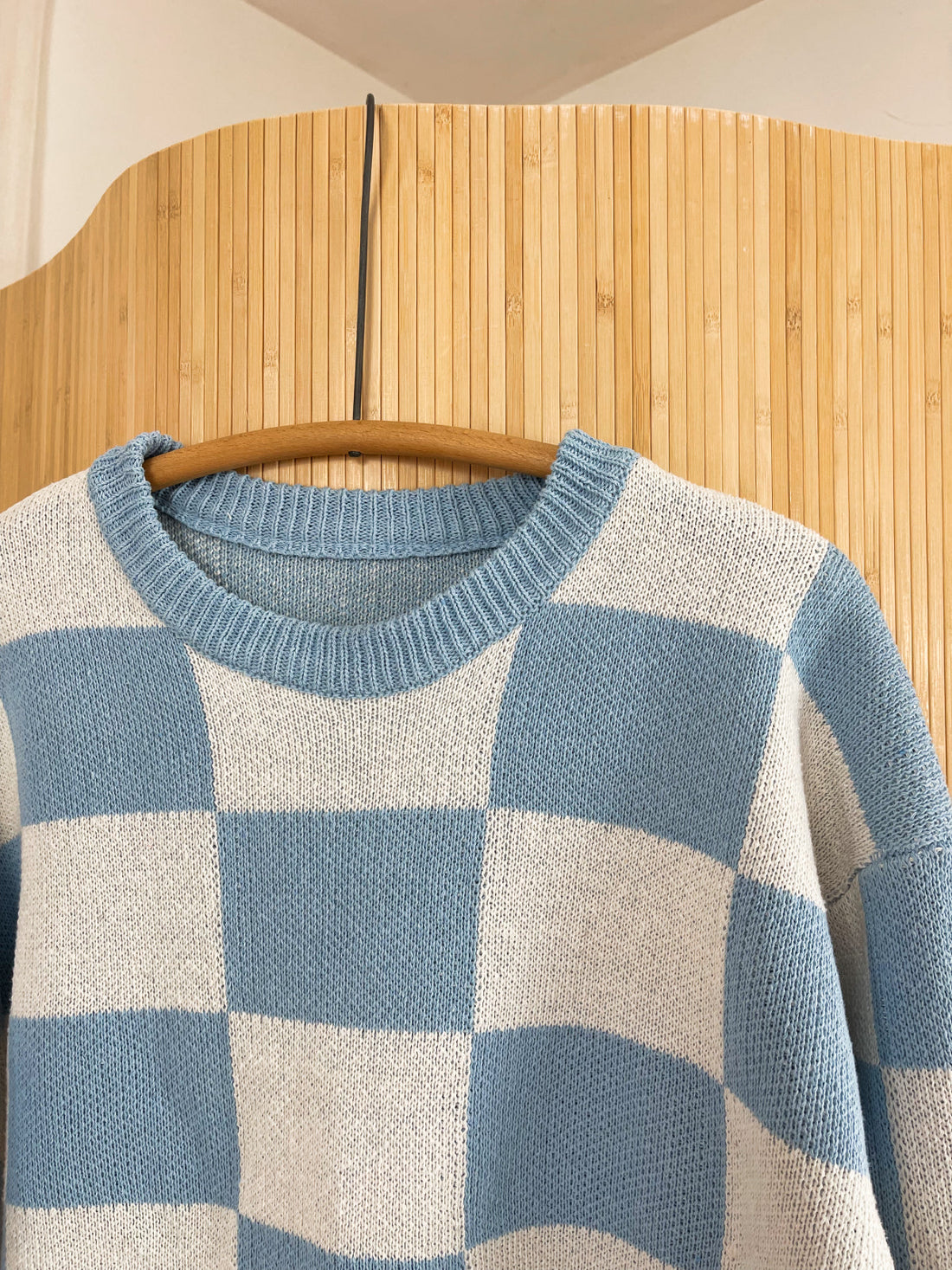 Vintage Sky Blue Check Sweater-closiTherapi | vinTage