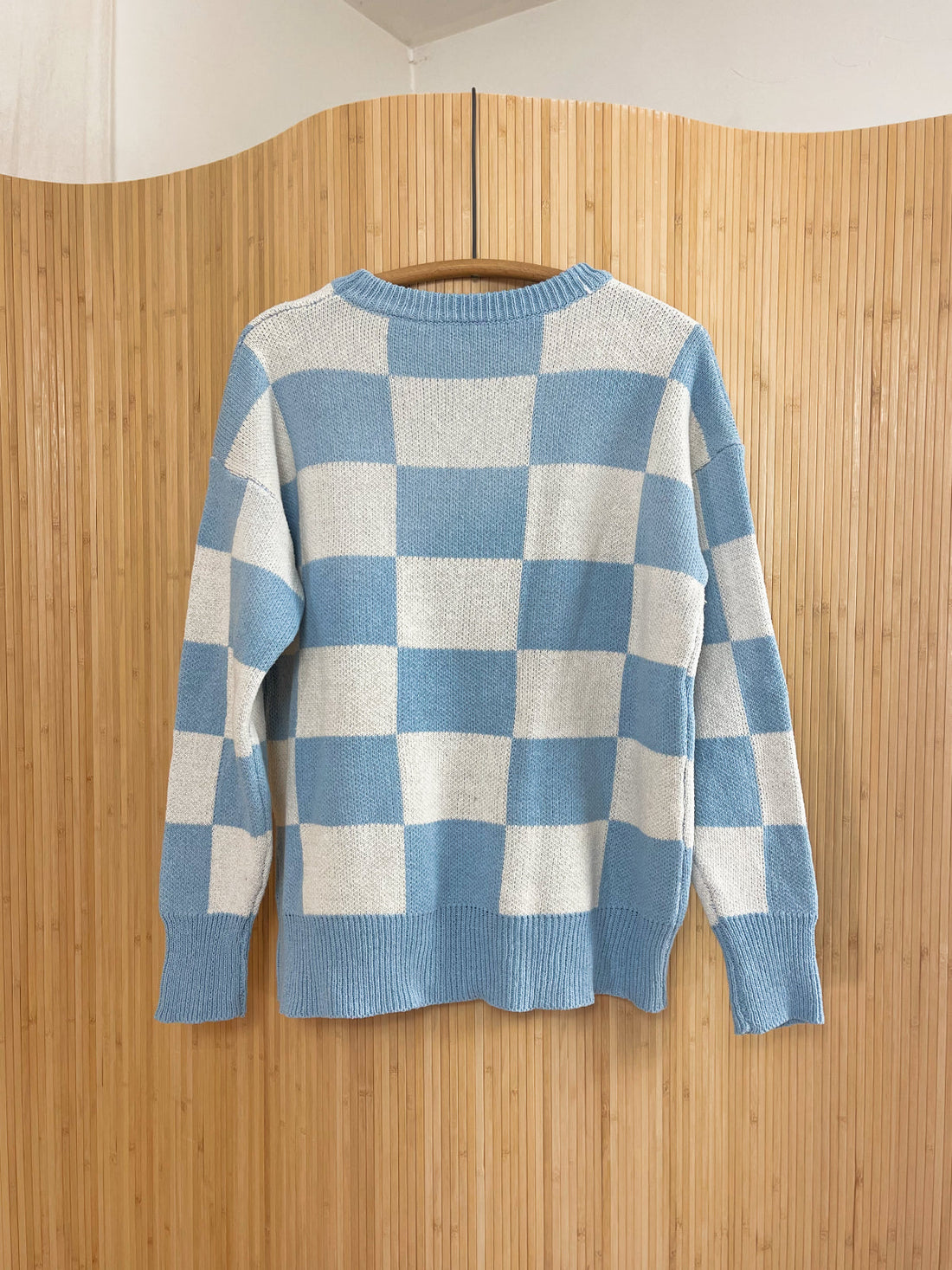 Vintage Sky Blue Check Sweater-closiTherapi | vinTage