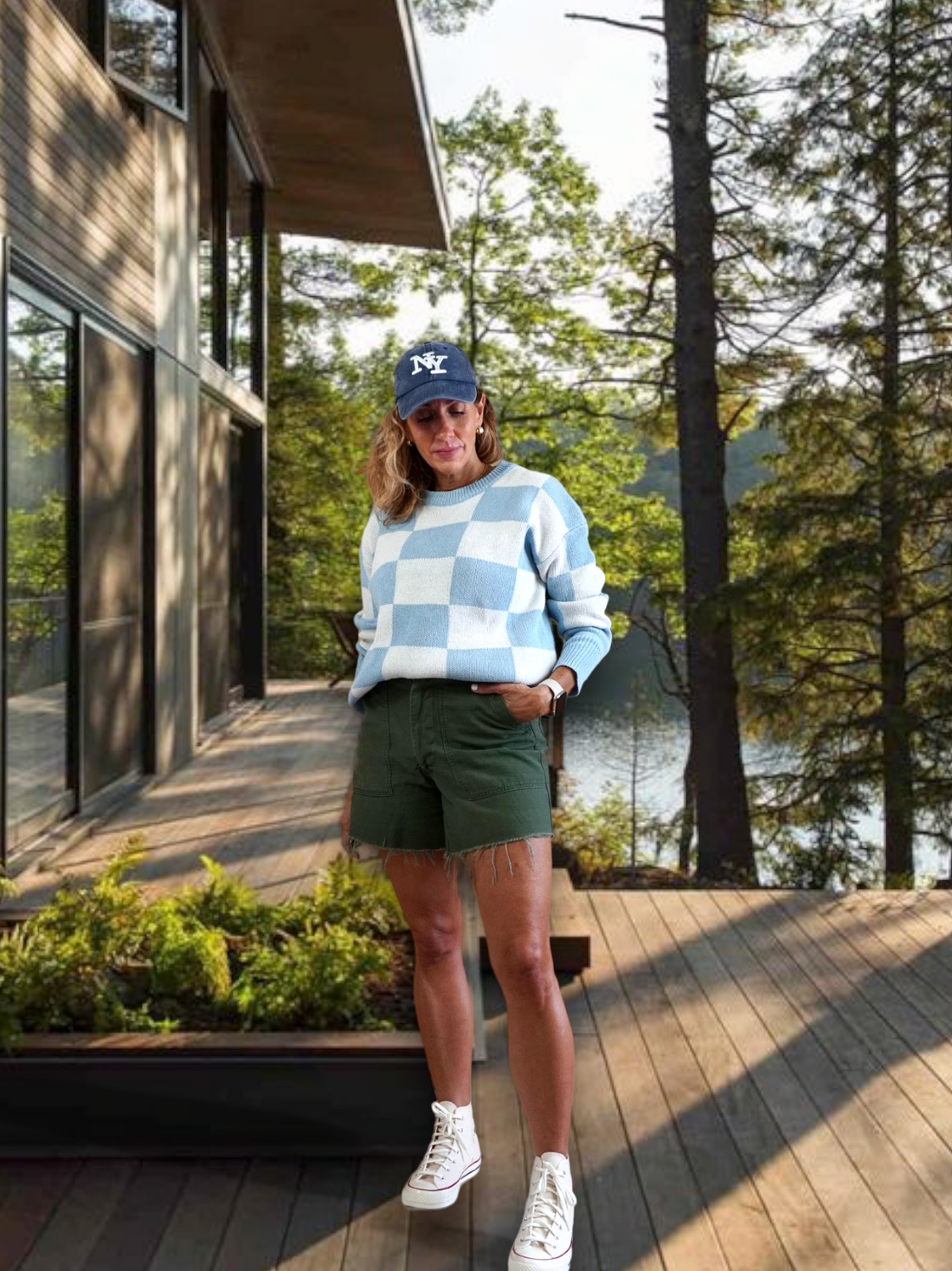 Vintage Sky Blue Check Sweater-closiTherapi | vinTage