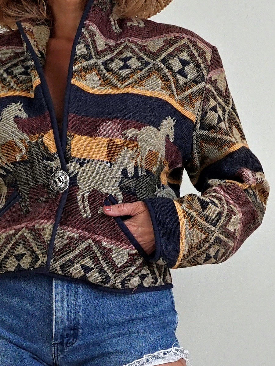 Vintage Western Tapestry Horse Jacket-closiTherapi | vinTage