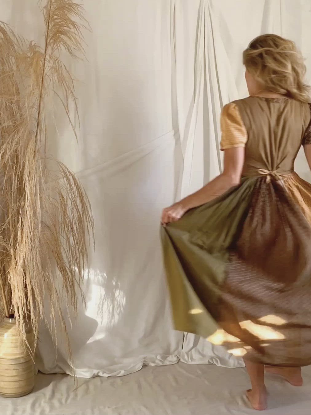 Vintage Patchwork Corset Peasant Dress