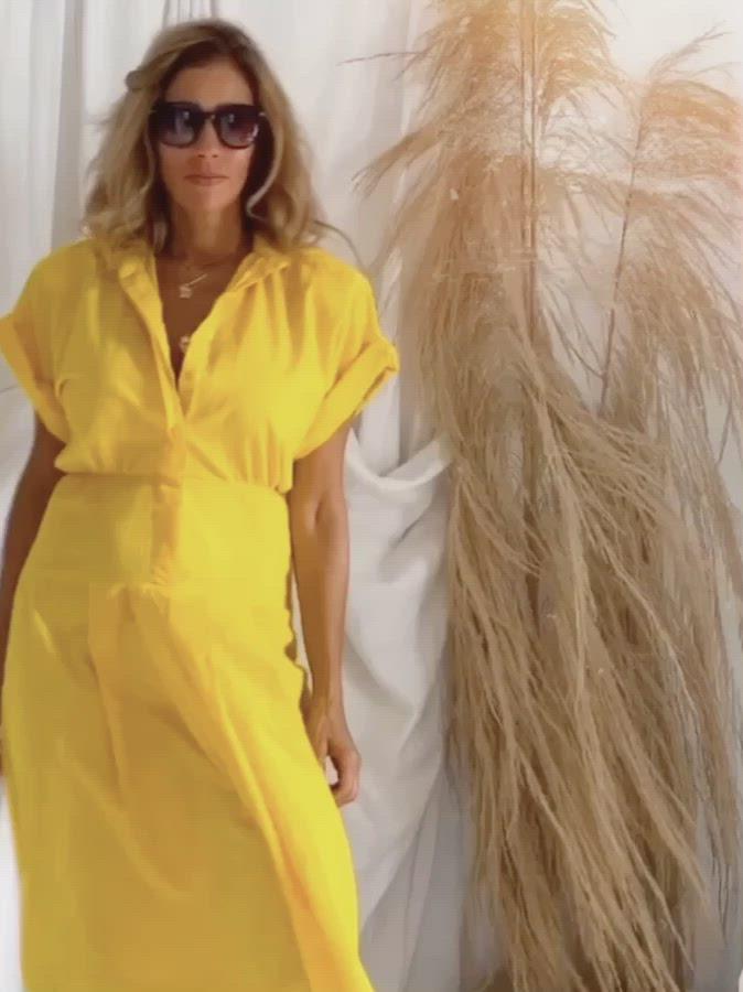 Vintage Canary Drop Waist Dress