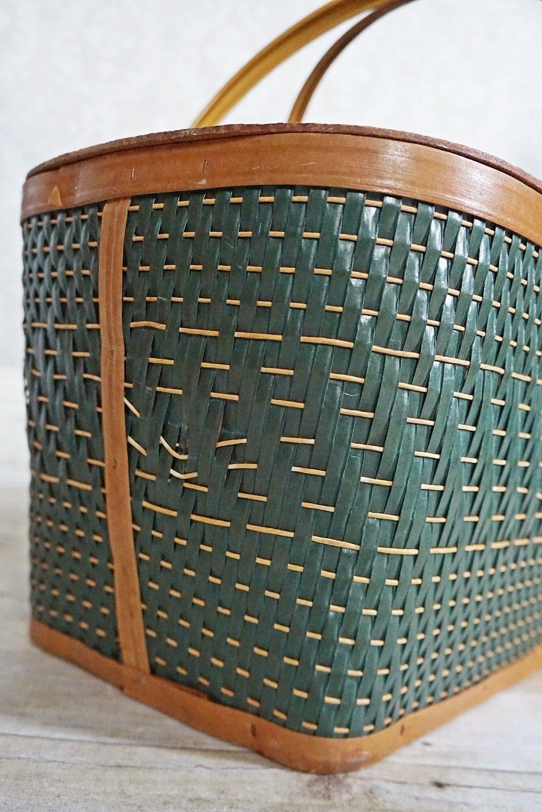 50's Wood Woven Picnic Basket-closiTherapi | vinTage