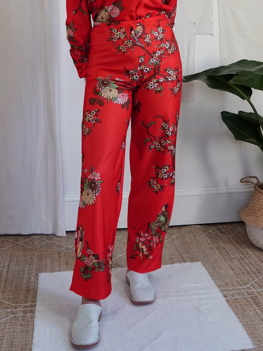 70's Cherry Blossom Floral Pant Set-closiTherapi | vinTage