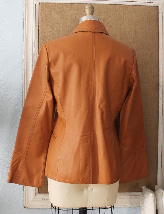 Caramel Leather Blazer Jacket-closiTherapi | vinTage