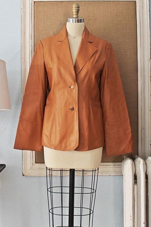 Caramel Leather Blazer Jacket-closiTherapi | vinTage