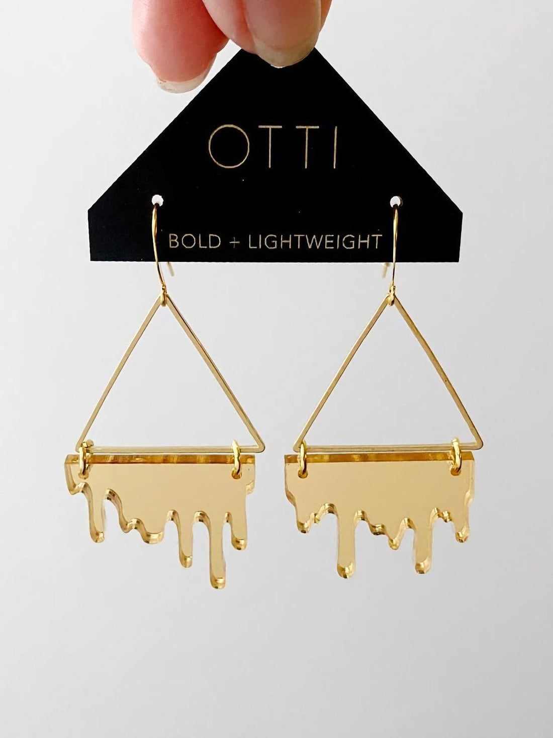 Drippy Triangle Gold Earrings-closiTherapi | vinTage