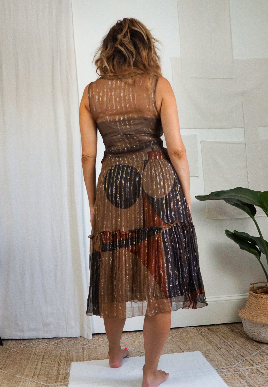 Earthy Silk Embroidered Dress-closiTherapi | vinTage