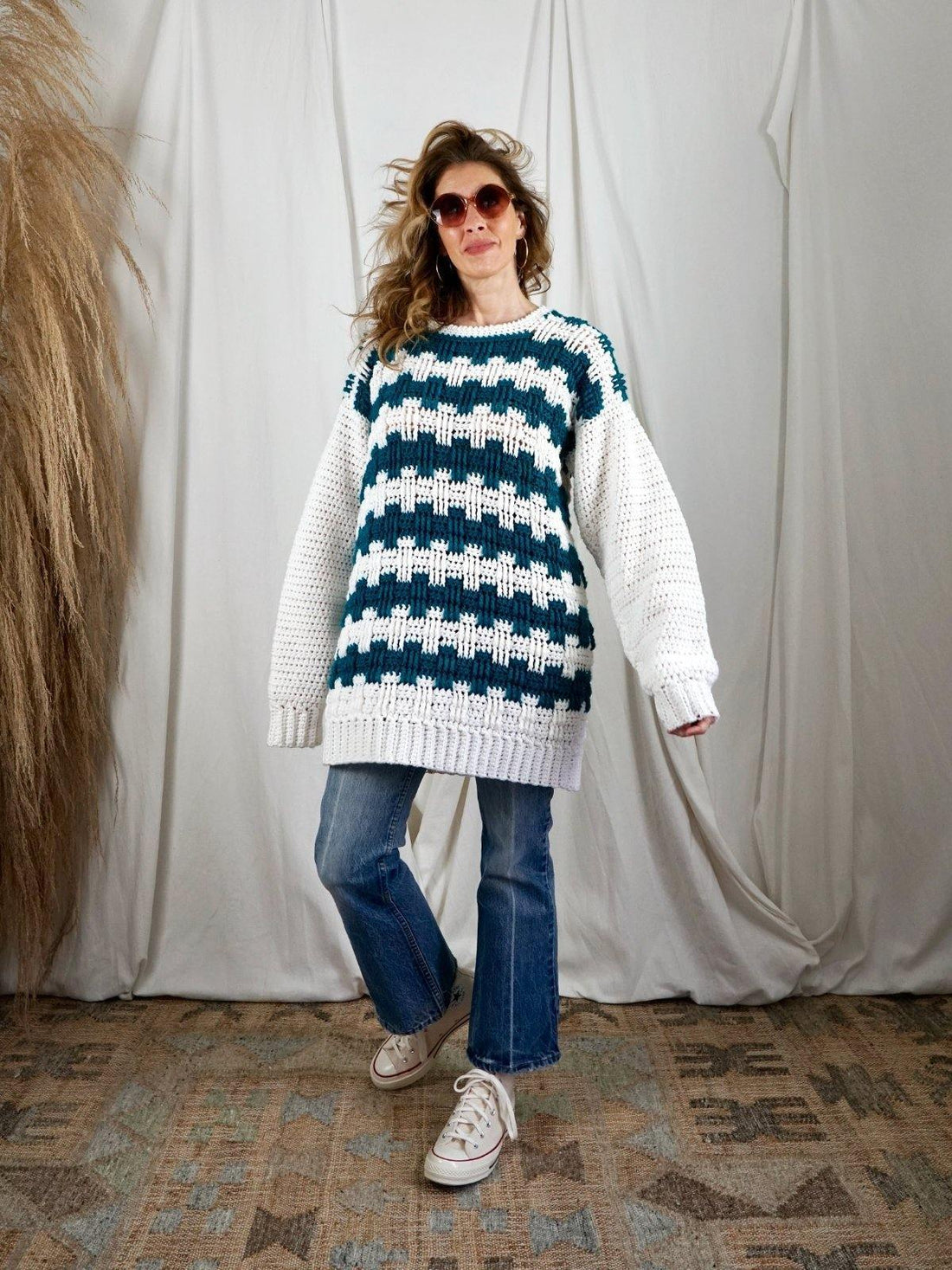 Handknit Chunky Crosshatch Sweater-closiTherapi | vinTage
