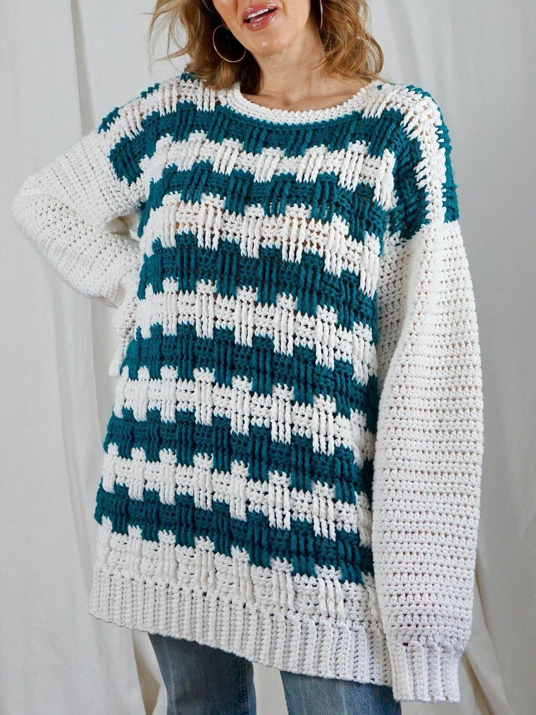 Handknit Chunky Crosshatch Sweater-closiTherapi | vinTage