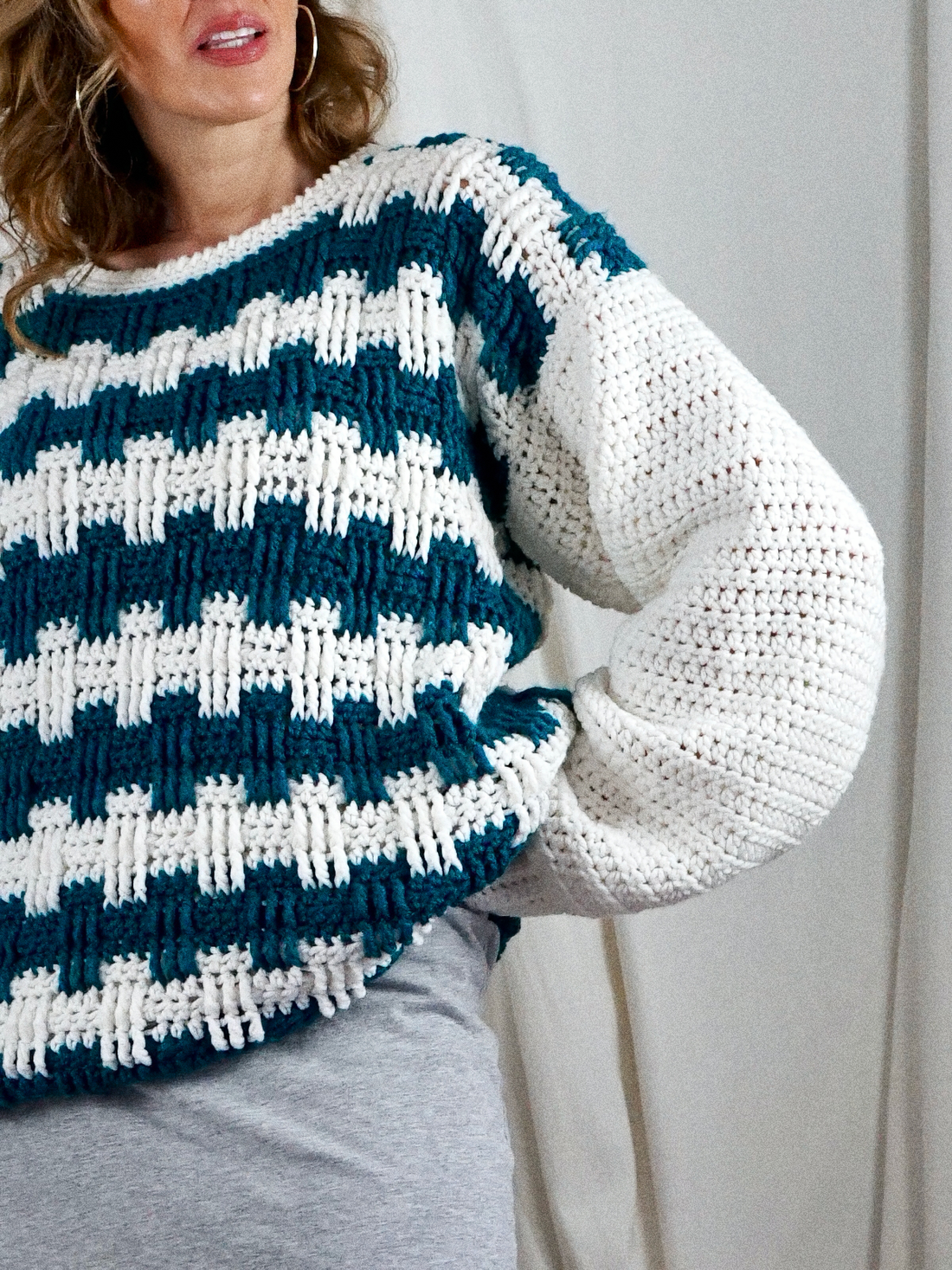 Handknit Chunky Crosshatch Sweater-closiTherapi | vinTage