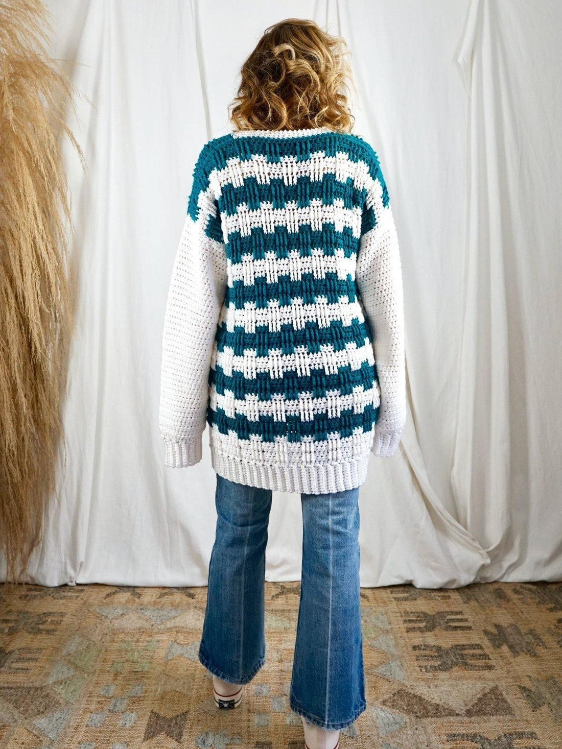 Handknit Chunky Crosshatch Sweater-closiTherapi | vinTage