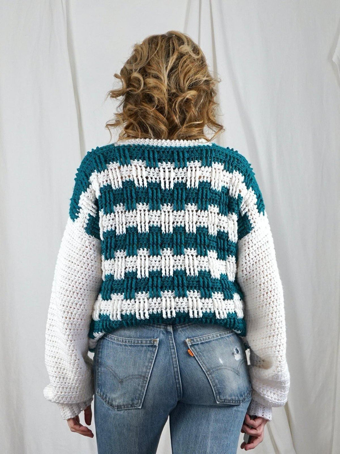 Handknit Chunky Crosshatch Sweater-closiTherapi | vinTage