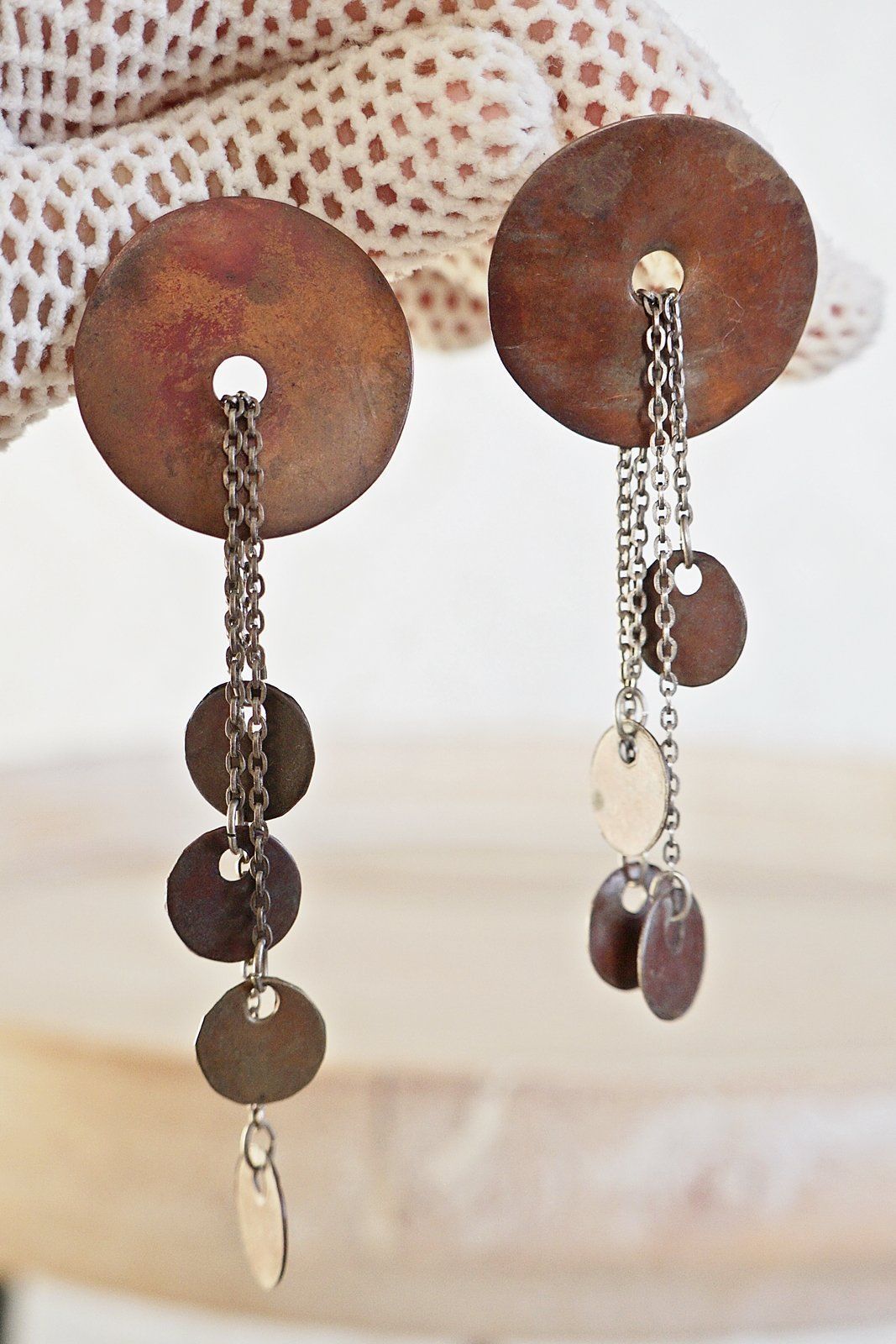 Handmade Copper Disc Earrings-closiTherapi | vinTage