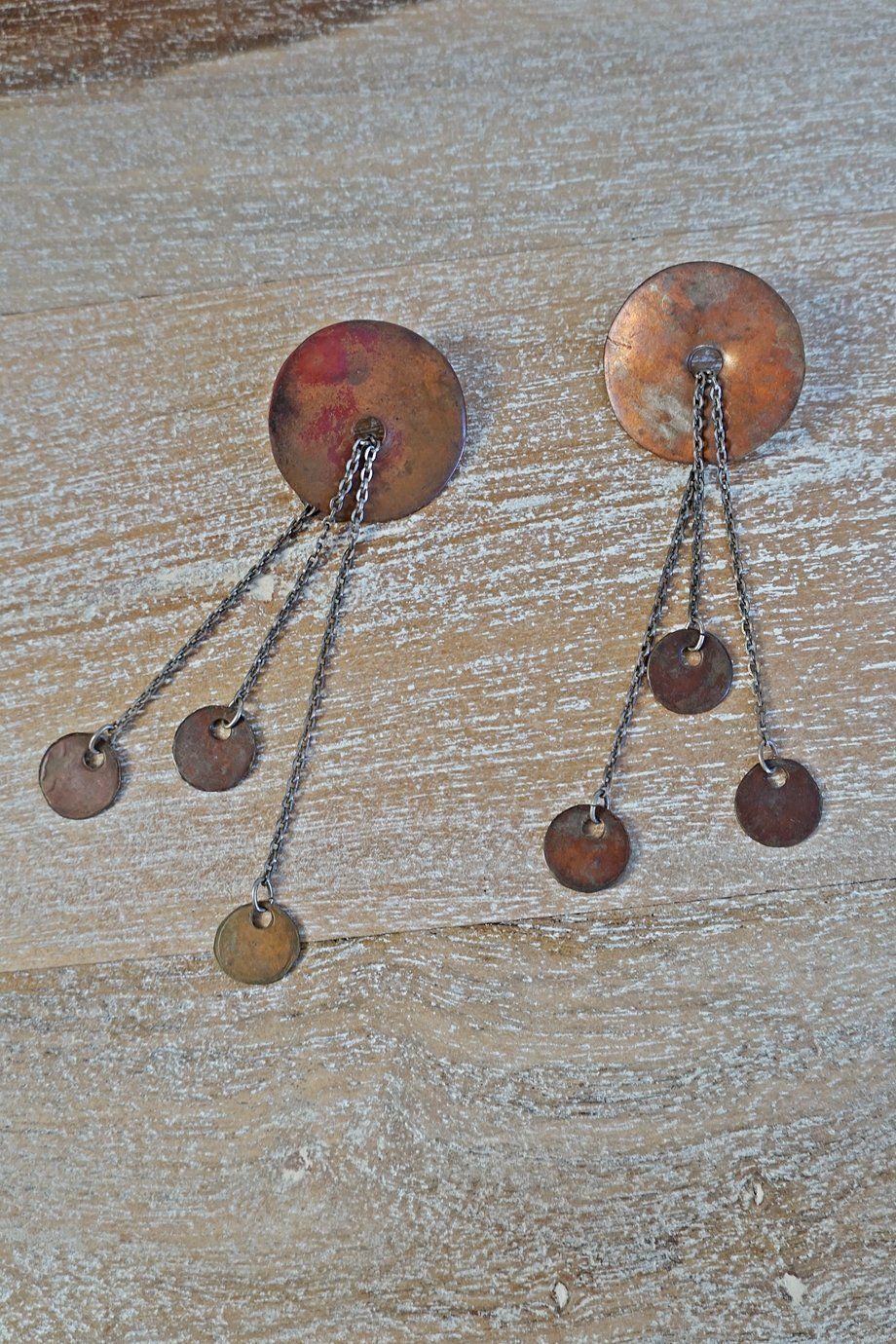 Handmade Copper Disc Earrings-closiTherapi | vinTage