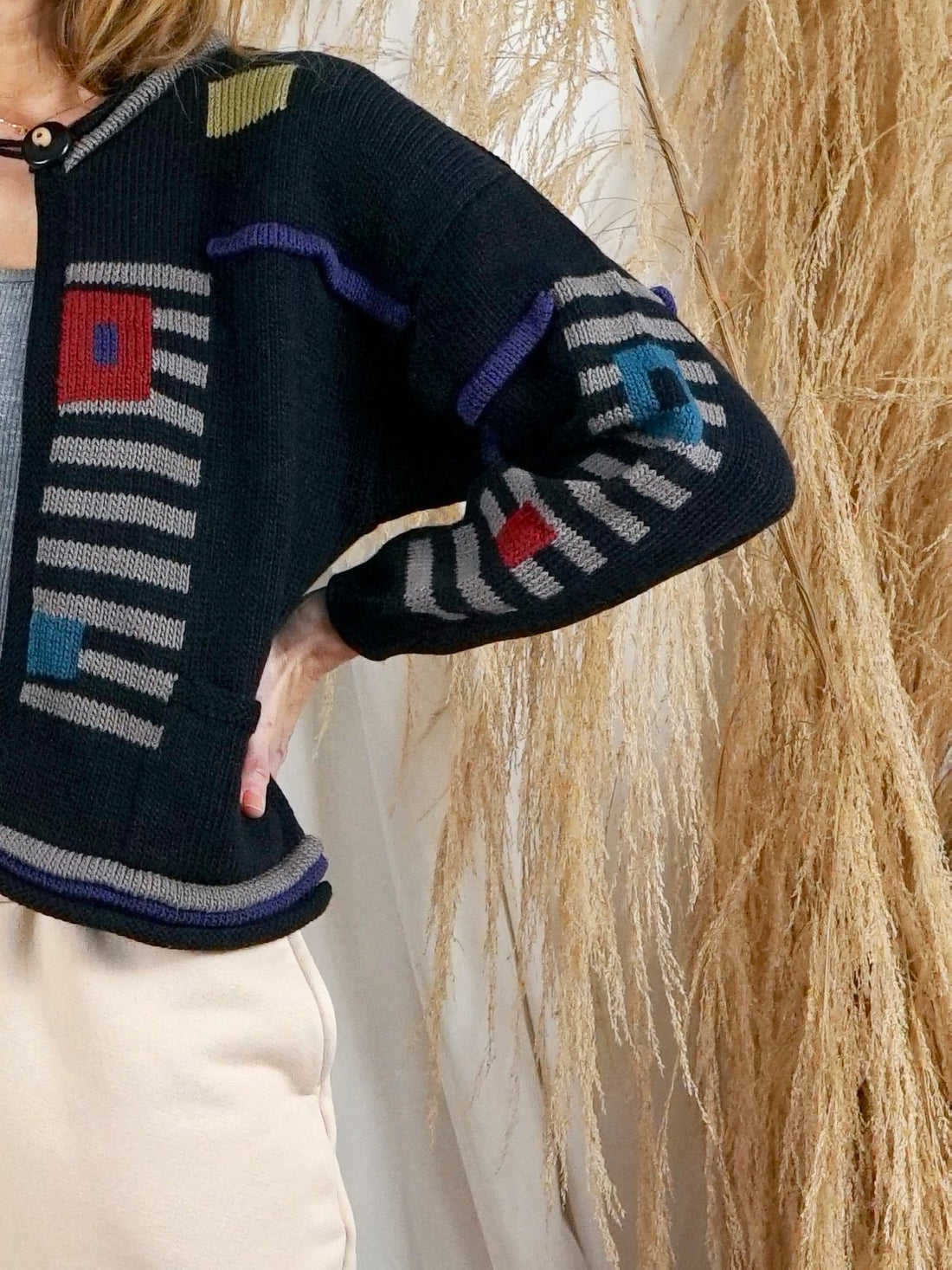 Sandra Miller Hand Loomed Fiber Art Sweater-closiTherapi | vinTage