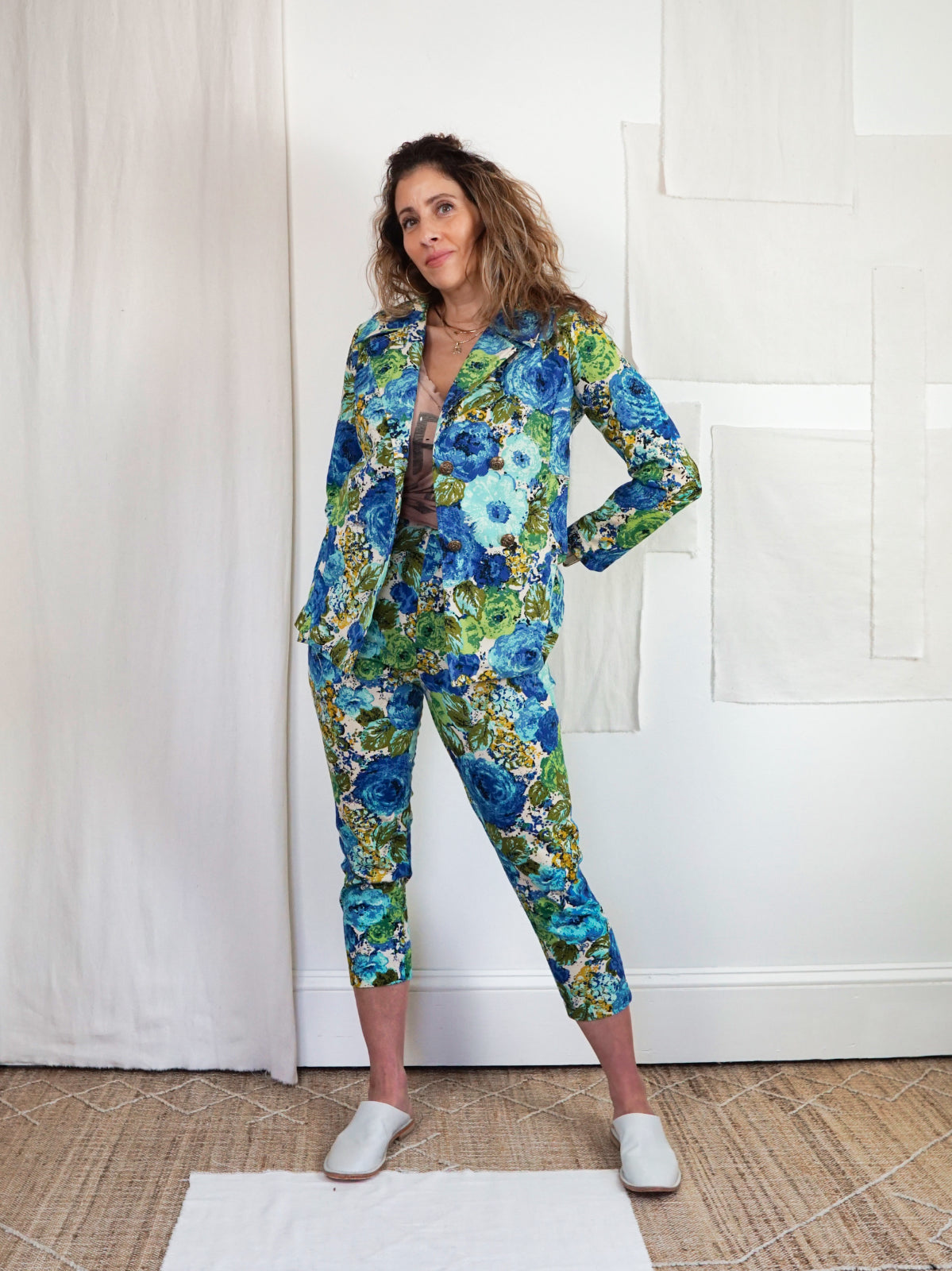 Vintage 50's Floral Barkcloth Pant Set – therapi