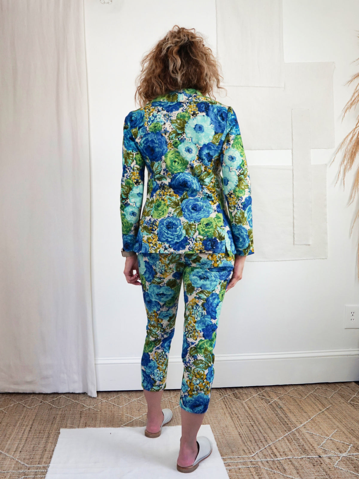 Vintage 50's Floral Barkcloth Pant Set-closiTherapi | vinTage