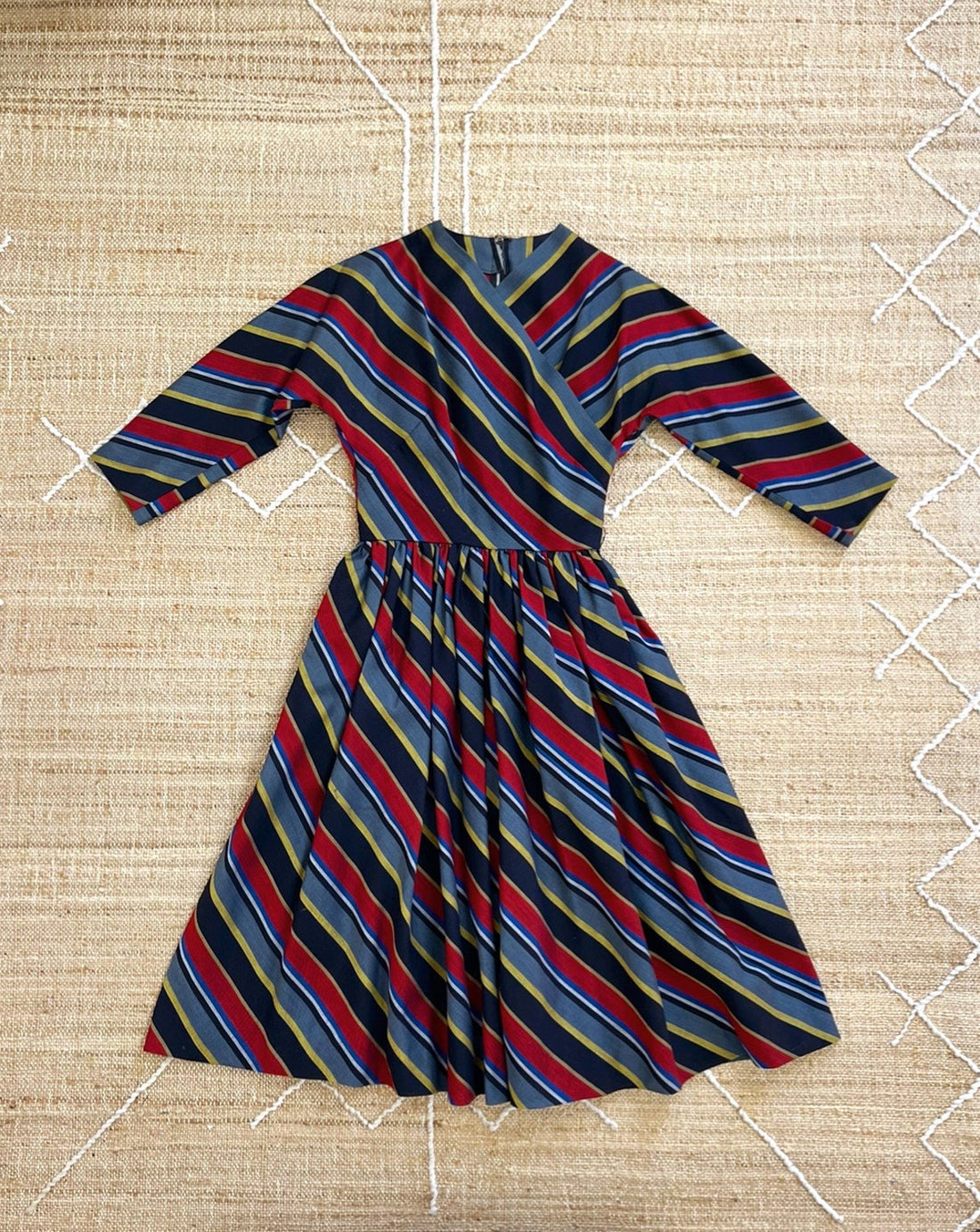 Vintage 50's Stripe Wrap Dress-closiTherapi | vinTage