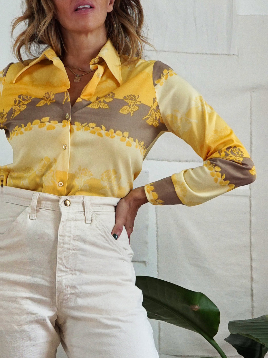 Vintage 70's Golden Floral Shirt-closiTherapi | vinTage