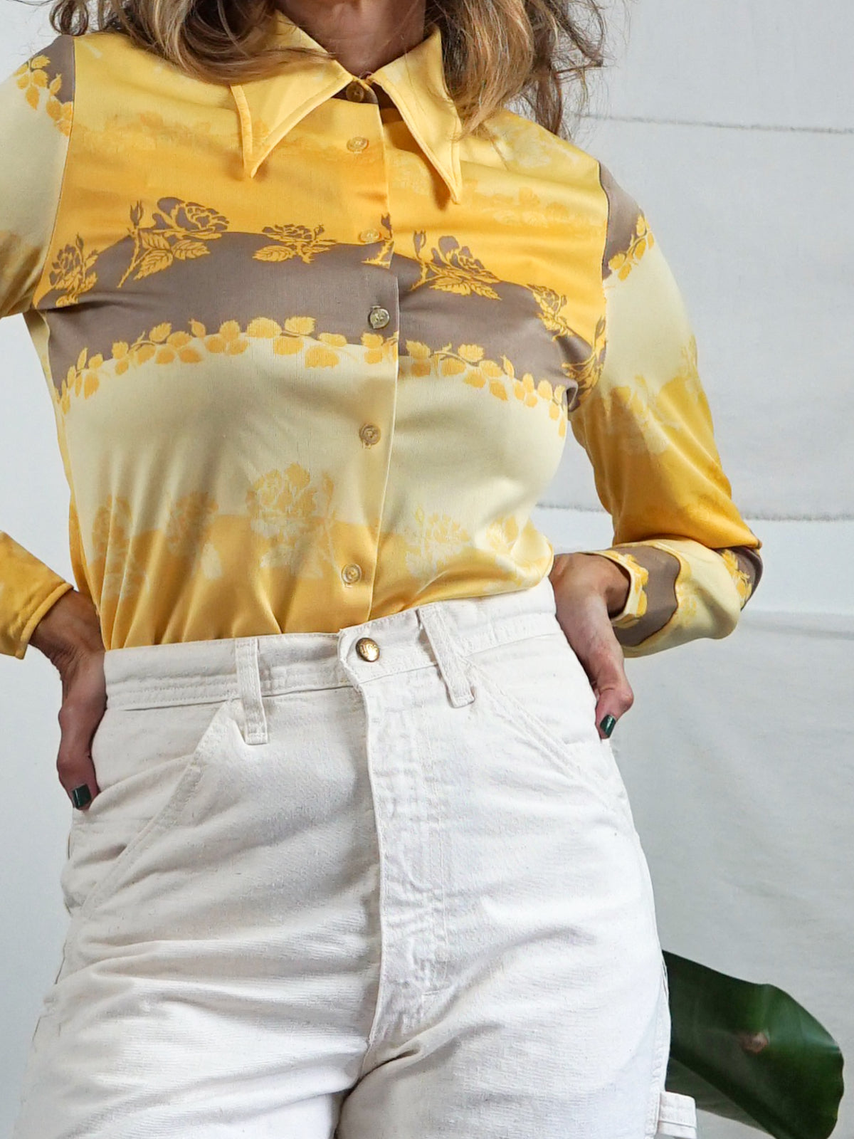Vintage 70's Golden Floral Shirt-closiTherapi | vinTage