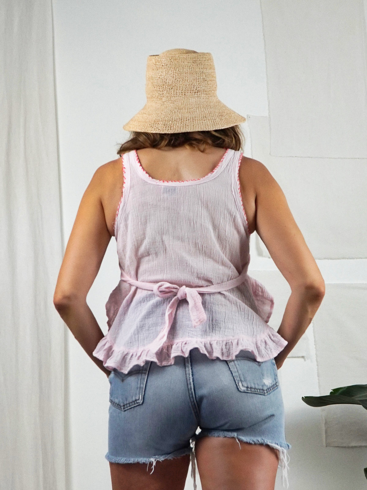 Vintage 70's Pink Gauze Babydoll Top-closiTherapi | vinTage