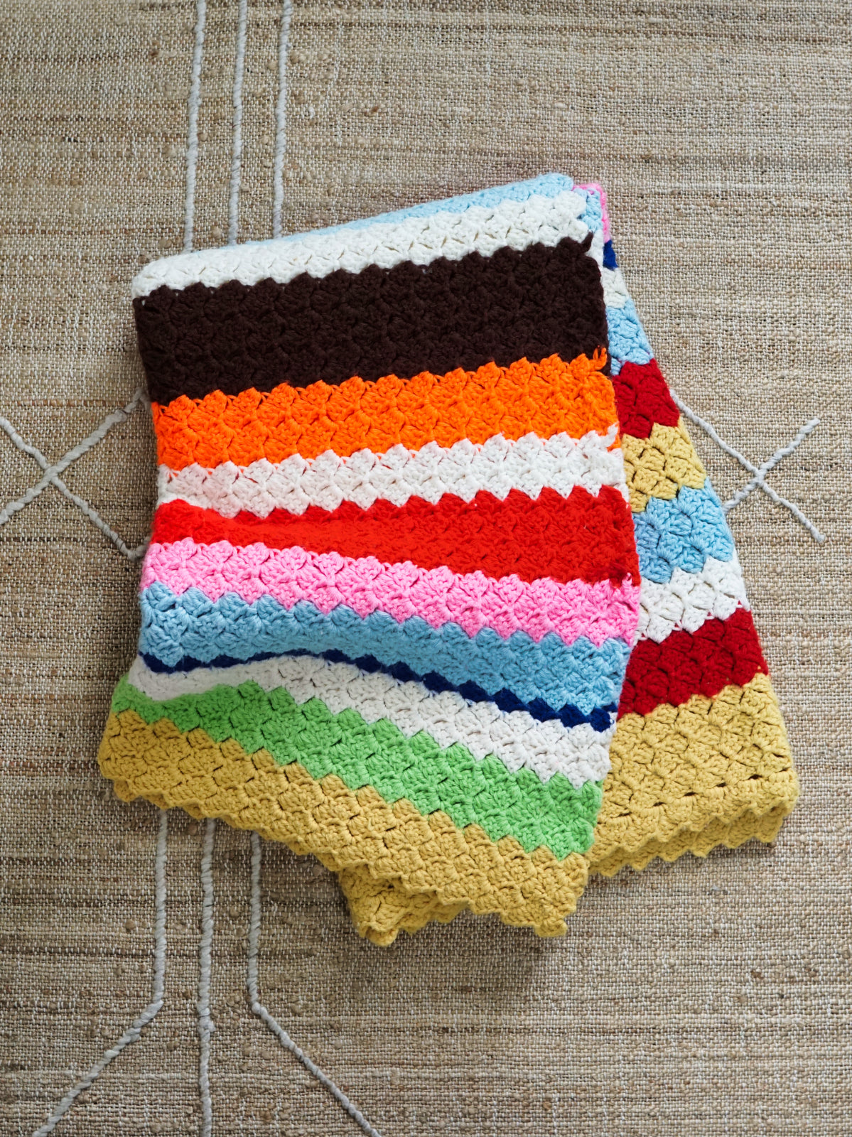 Vintage 70's Rainbow Stripe Blanket-closiTherapi | vinTage