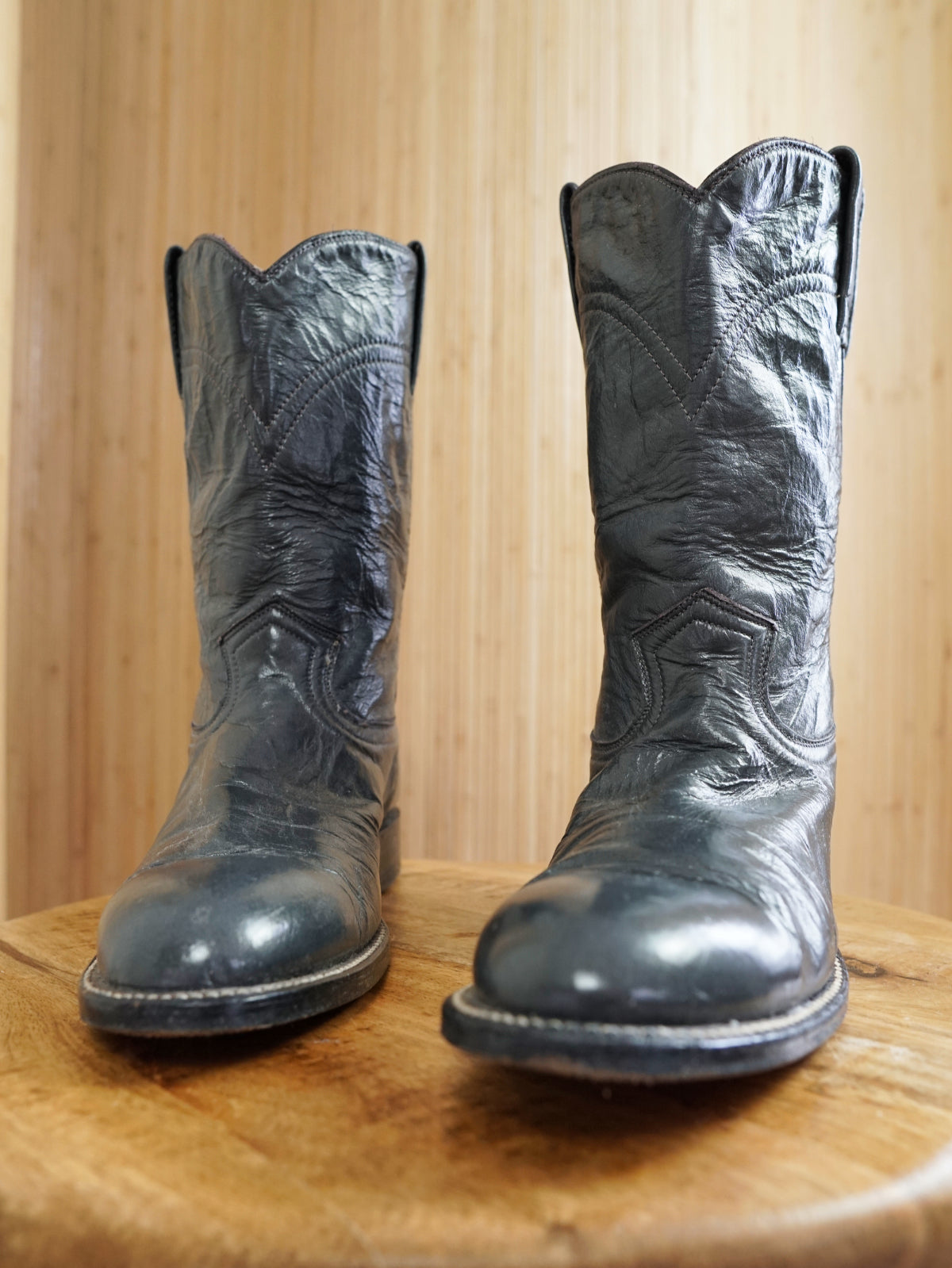 Vintage 70's Steel Gray Leather Western Roper Boots | 7.5-closiTherapi | vinTage