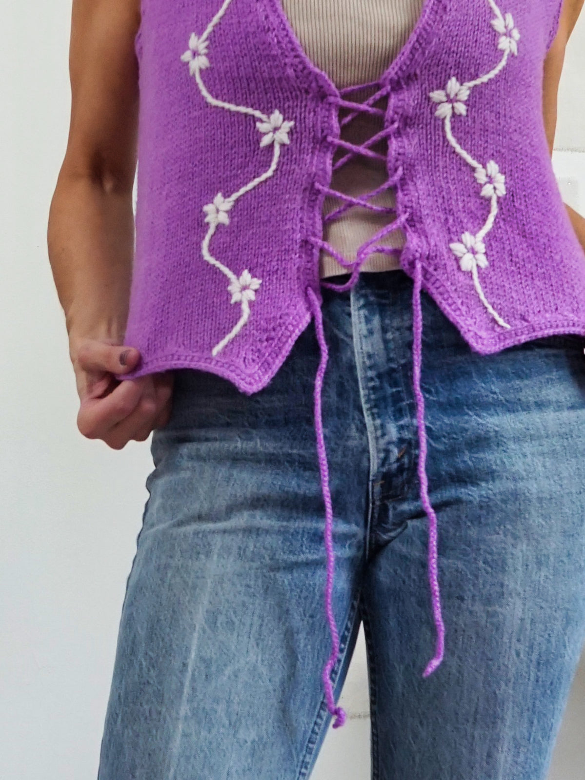 Vintage 70's Violet Floral Corset Vest-closiTherapi | vinTage