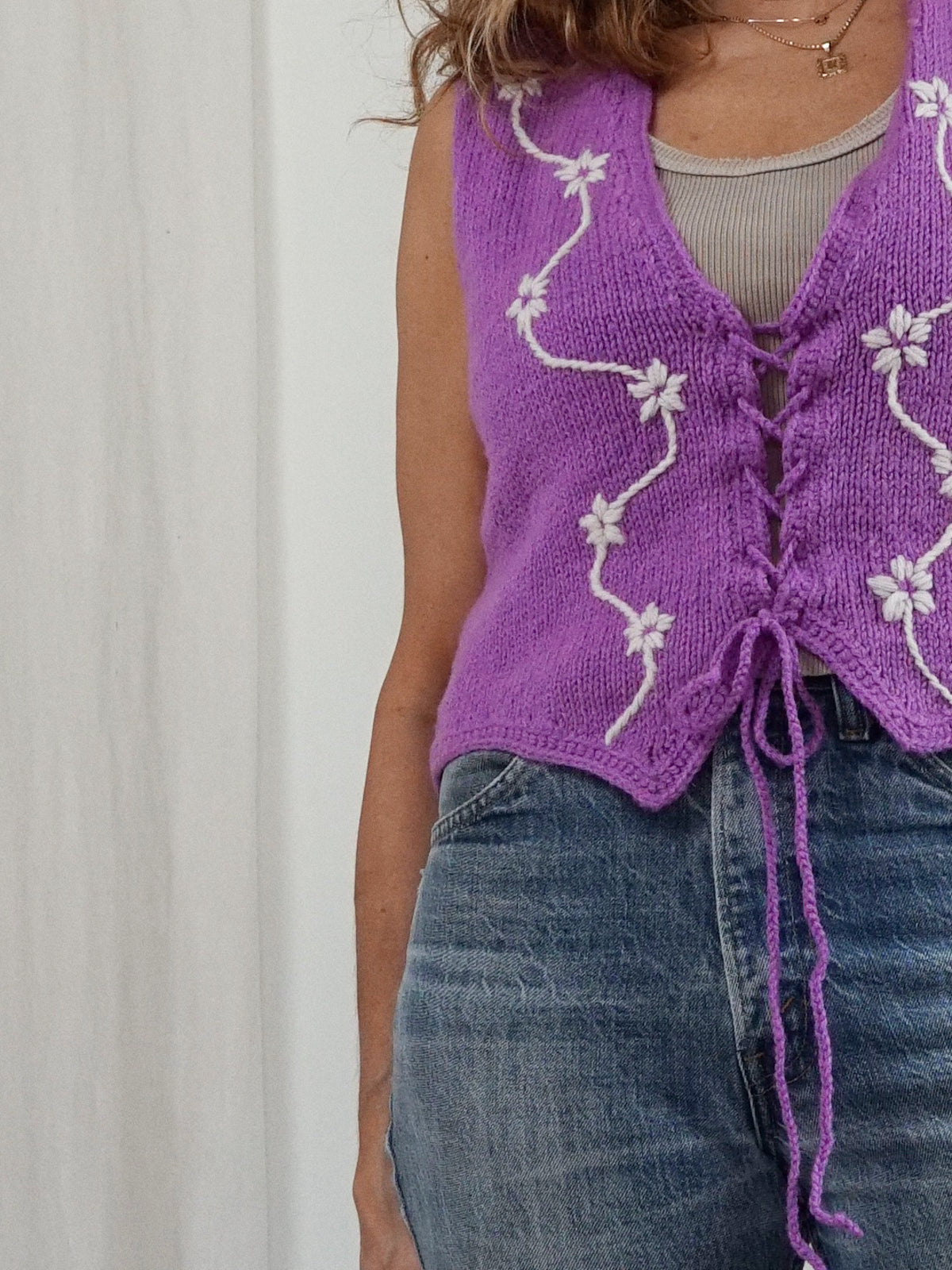 Vintage 70's Violet Floral Corset Vest-closiTherapi | vinTage