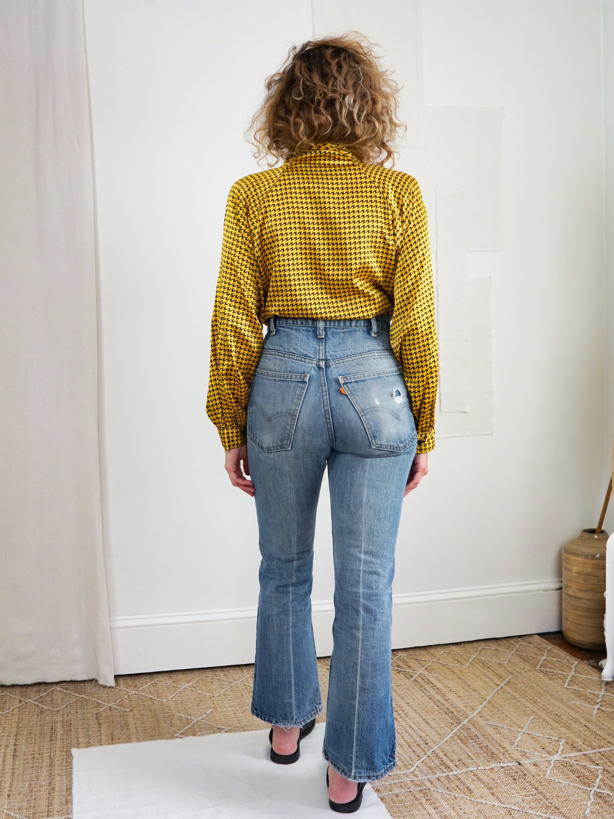 Vintage 80's Golden Houndstooth Blouse-closiTherapi | vinTage