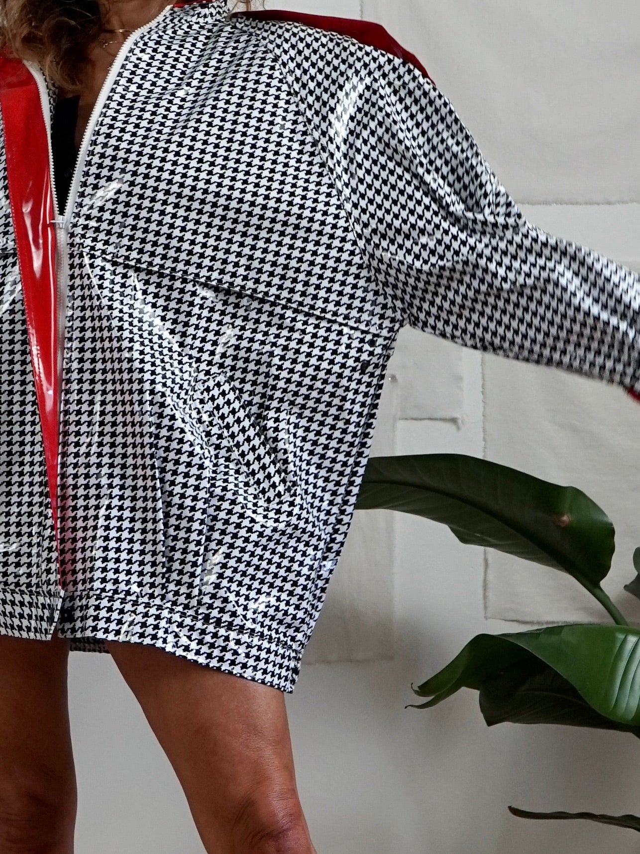 Houndstooth rain jacket sales