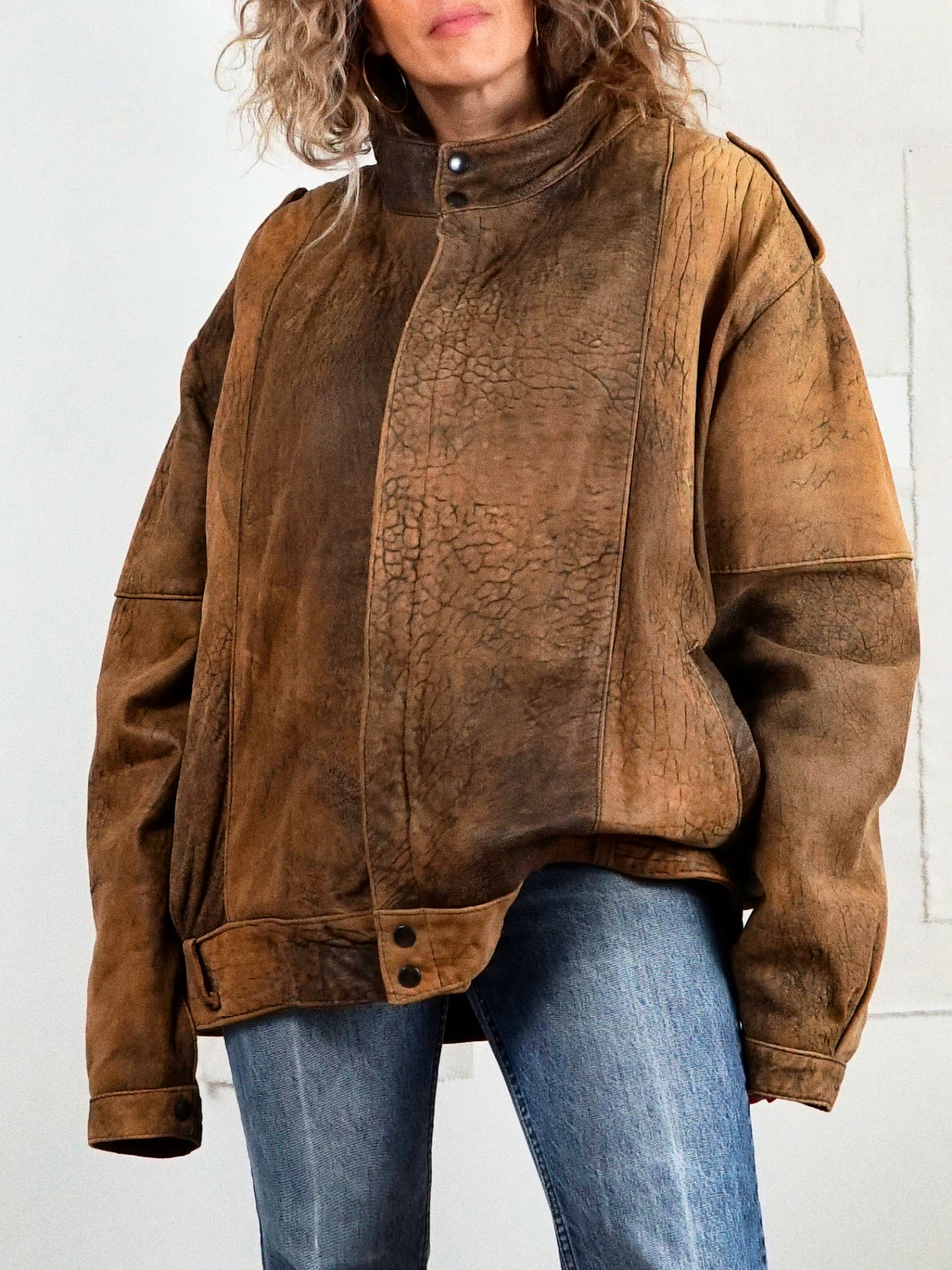 Vintage 80's Nutmeg Leather Bomber Jacket-closiTherapi | vinTage