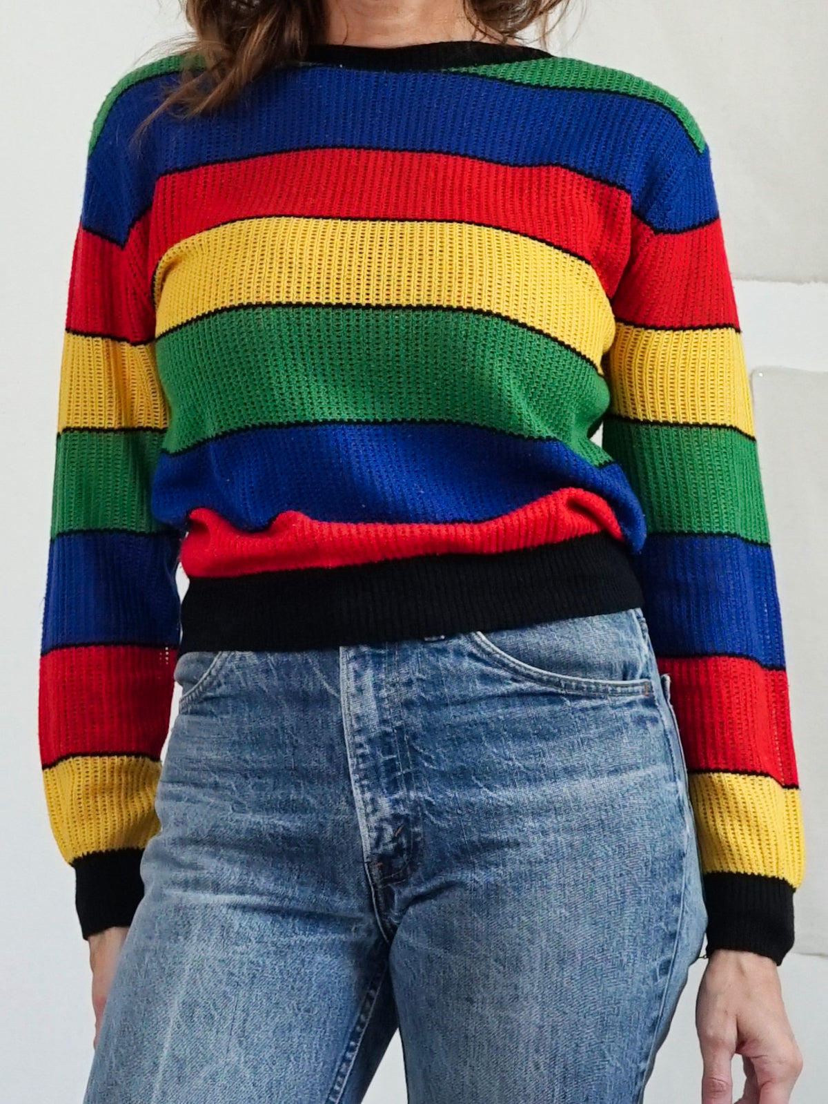Vintage 80's Rainbow Stripe Mesh Top-closiTherapi | vinTage
