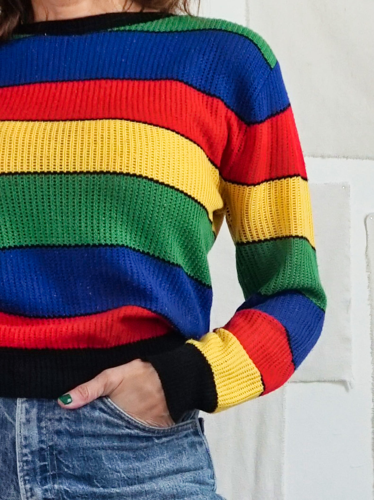 Vintage 80's Rainbow Stripe Mesh Top-closiTherapi | vinTage