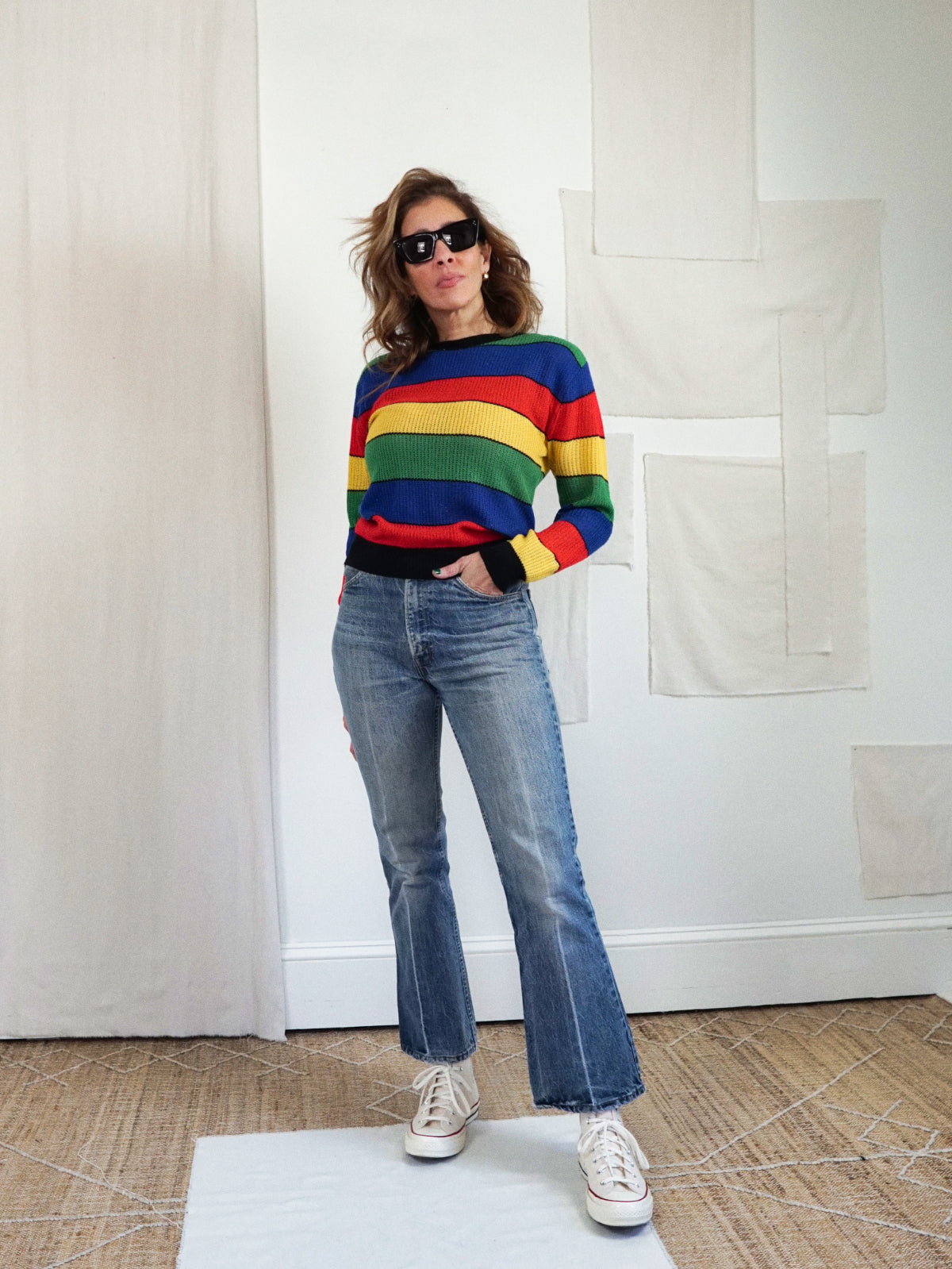 Vintage 80's Rainbow Stripe Mesh Top-closiTherapi | vinTage