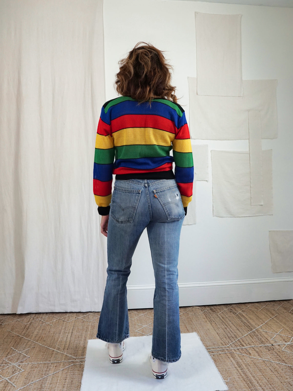 Vintage 80's Rainbow Stripe Mesh Top-closiTherapi | vinTage