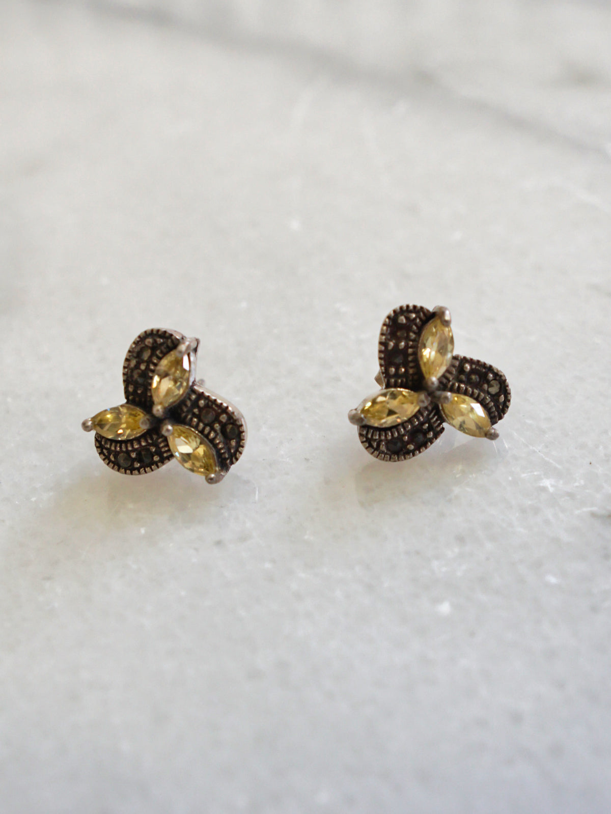Vintage 80's Silver Citrine Pinwheel Earrings-closiTherapi | vinTage