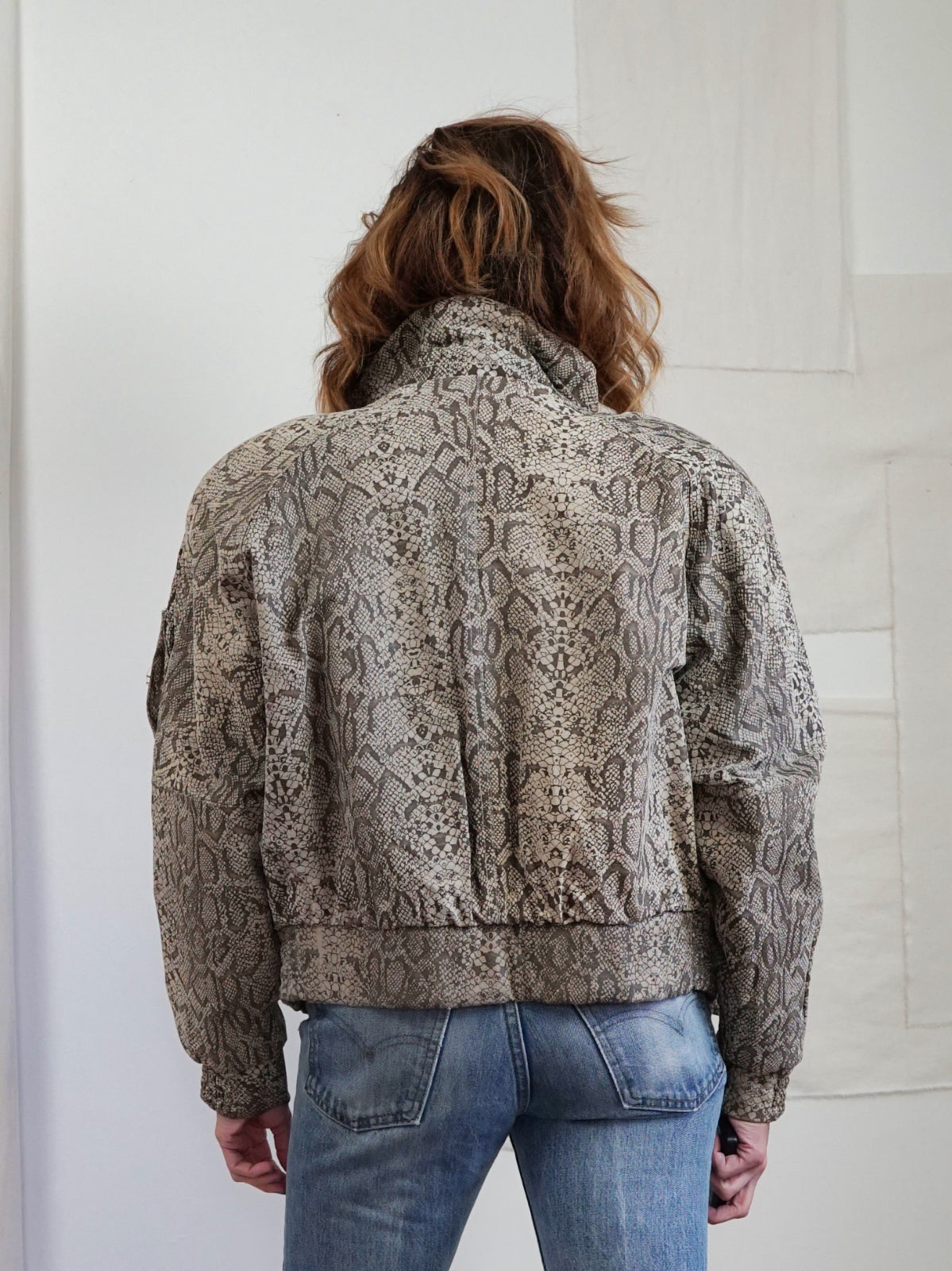 Vintage 90's Snakeskin Print Moto Jacket-closiTherapi | vinTage