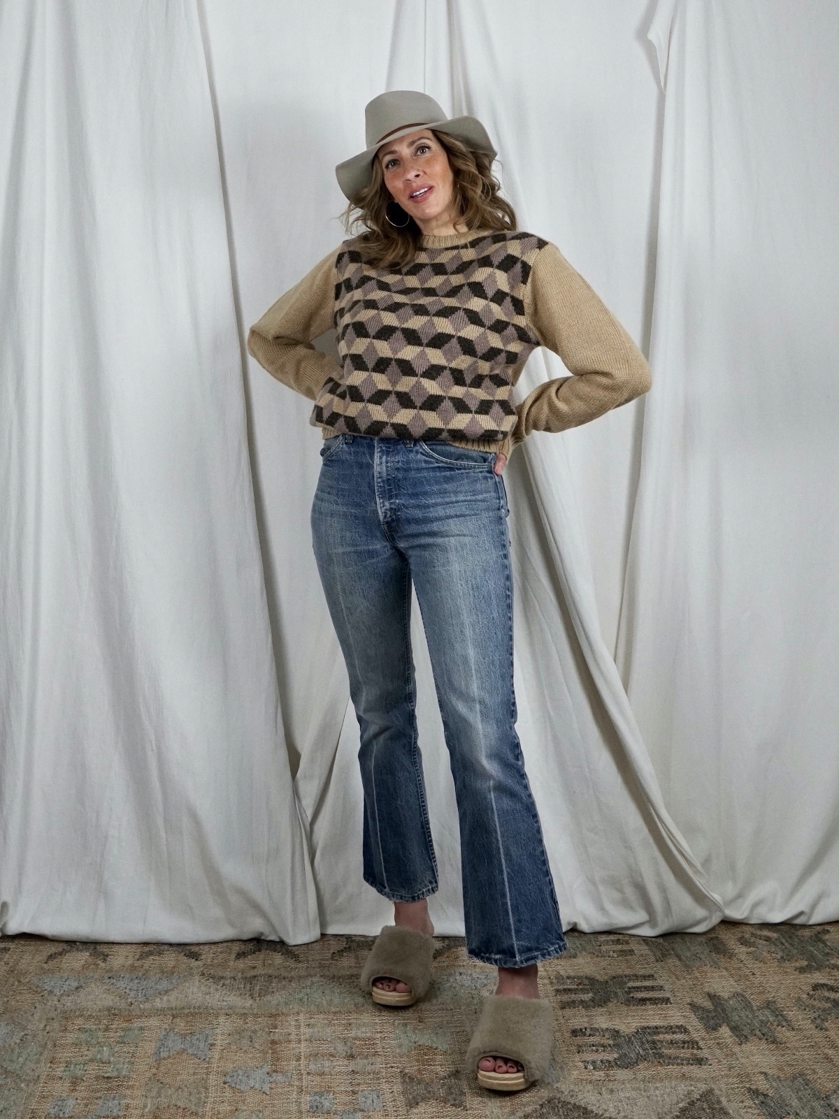 Vintage Abstract Argyle Sweater-closiTherapi | vinTage