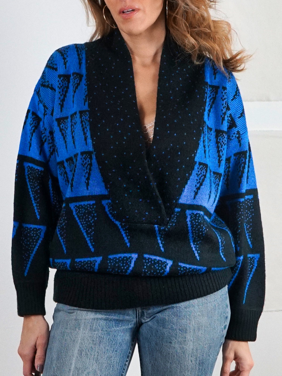 Vintage Abstract Cobalt Tunic Sweater-closiTherapi | vinTage