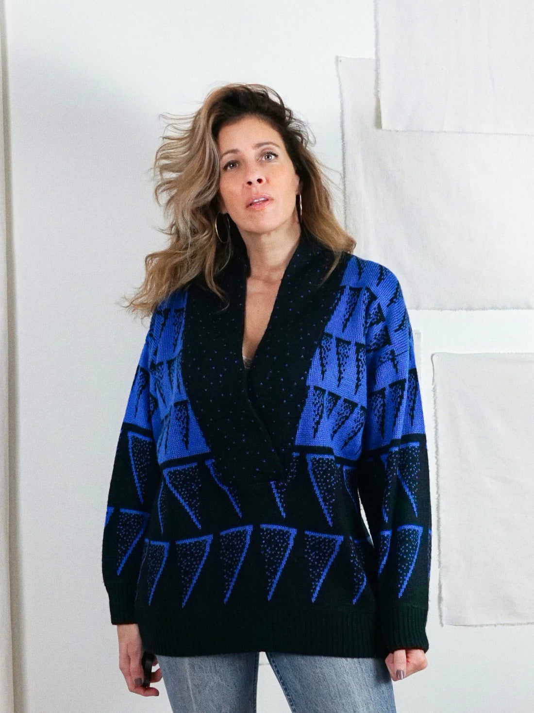 Vintage Abstract Cobalt Tunic Sweater-closiTherapi | vinTage