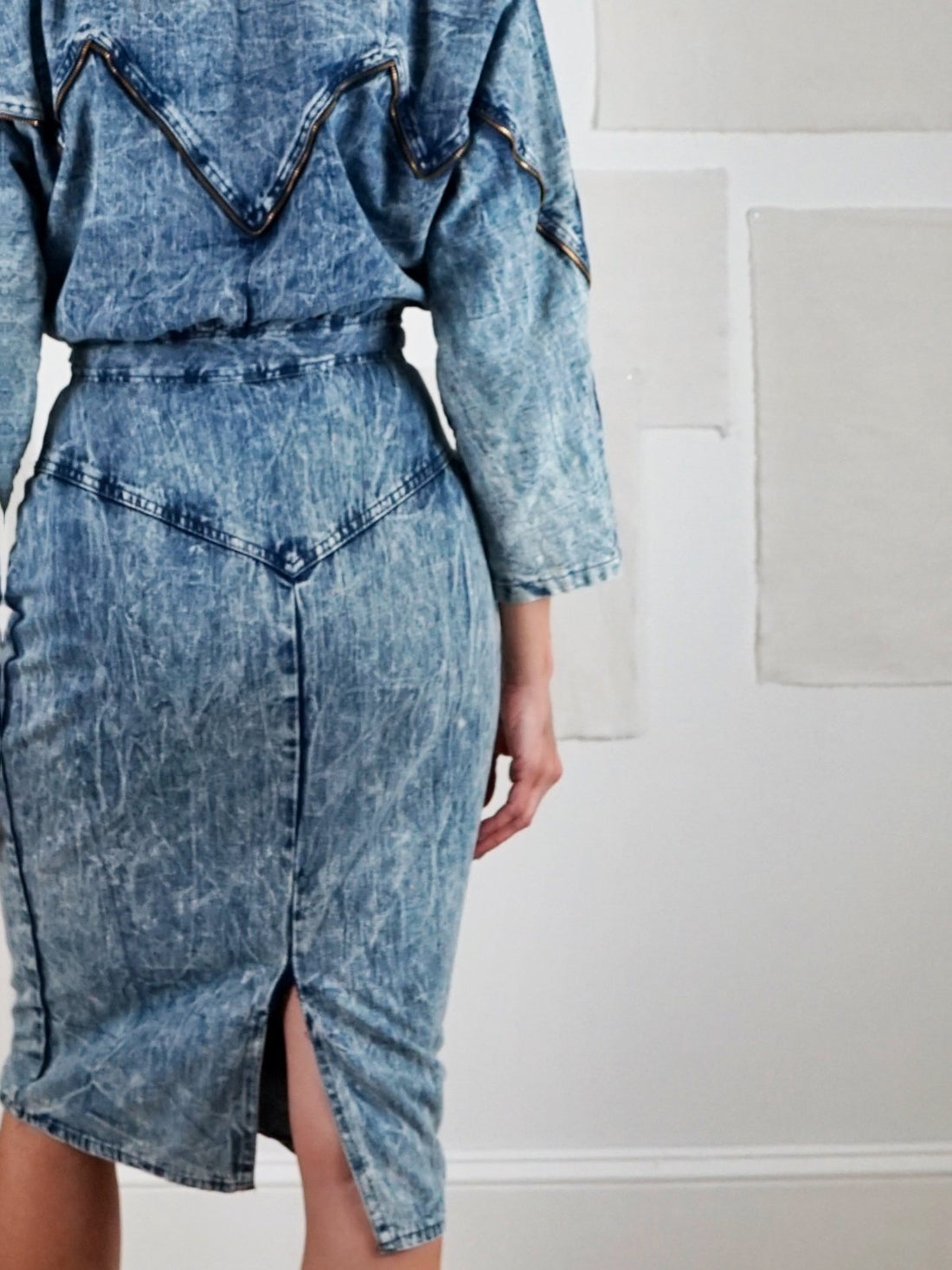 Vintage Acid Wash Denim Zipper Dress-closiTherapi | vinTage