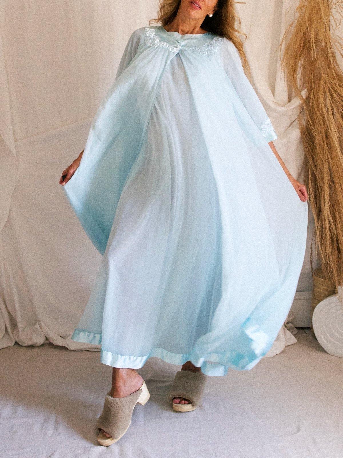 Vintage Aqua Chiffon Peignoir Set-closiTherapi | vinTage