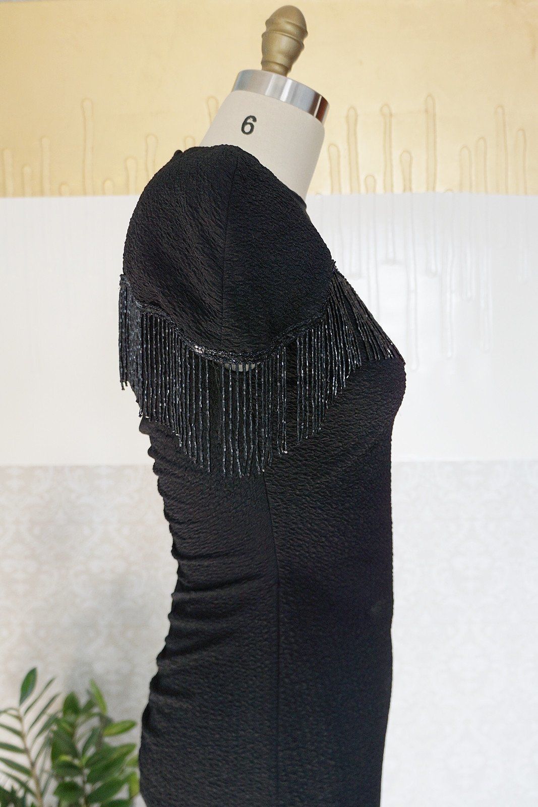 Vintage Beaded Fringe Little Black Dress-closiTherapi | vinTage