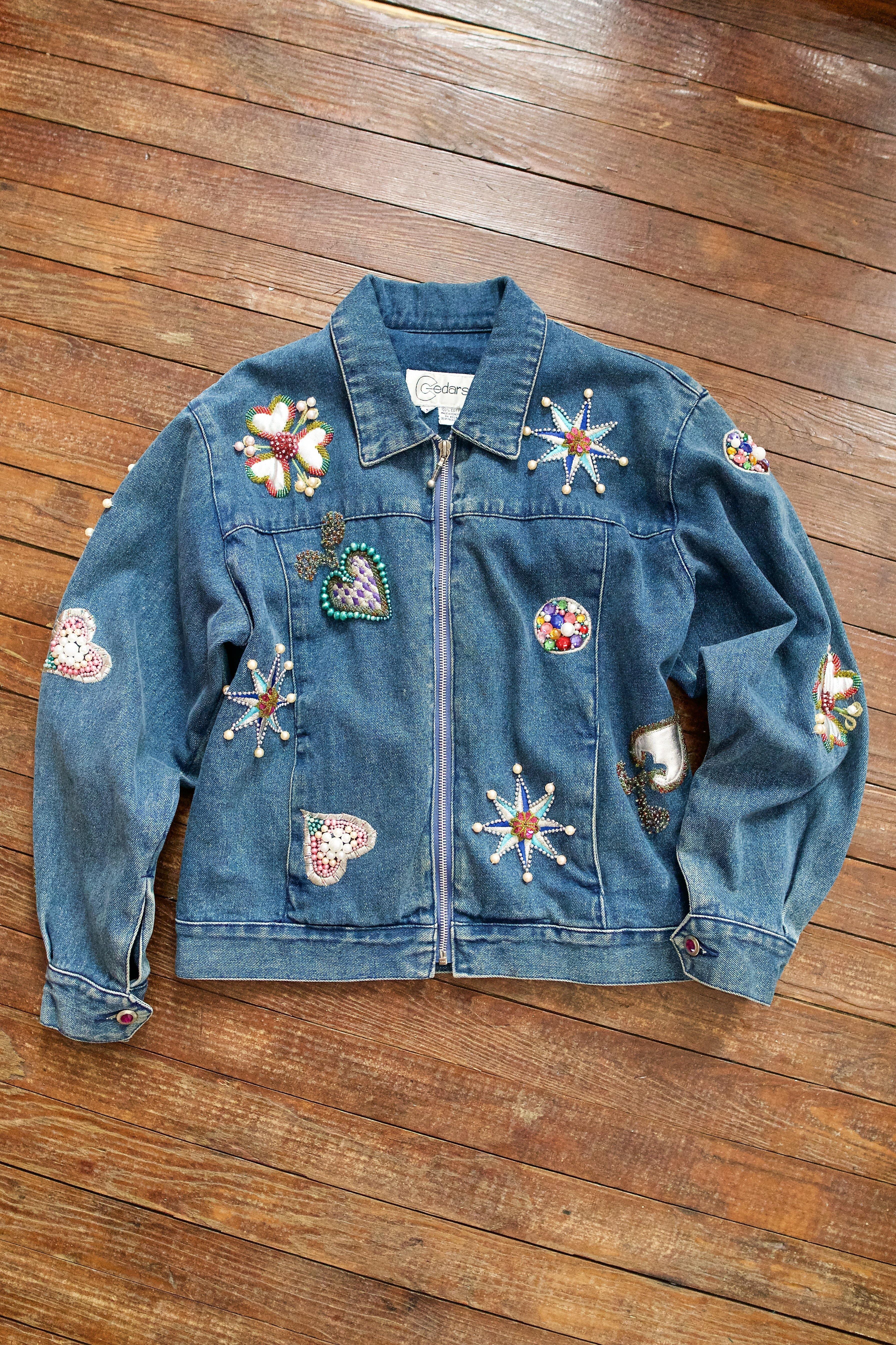 Vintage Bedazzled Denim Jean Jacket therapi
