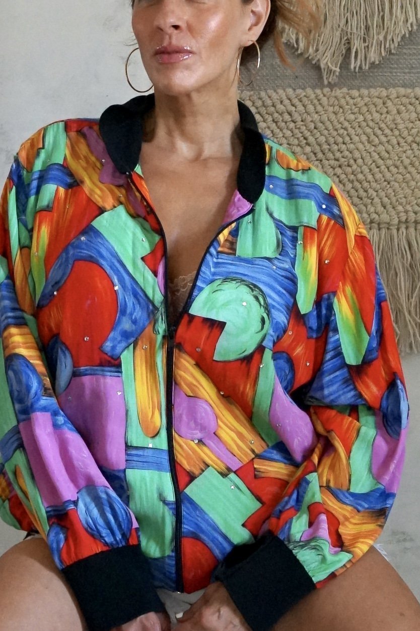 Vintage Bedazzled Rainbow Track Jacket-closiTherapi | vinTage